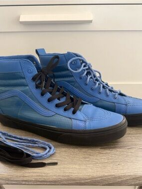 Vans Blue High-Top SK8 Skater Sneakers with Black Soles